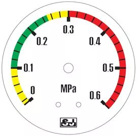 SJ Gauge Custom Dial of Pressure Gauge: three colors 0.6MPa