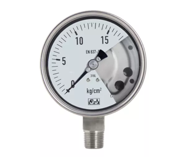 Stainless Steel Pressure Gauge with Solid Baffle Wall, Safety