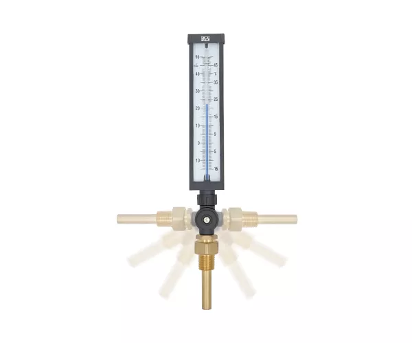 V-Line (V-Form) Glass Alcohol Filled Thermometers with rotatable casing