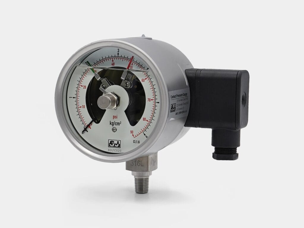 Euro switch contact pressure gauge with liquid damping