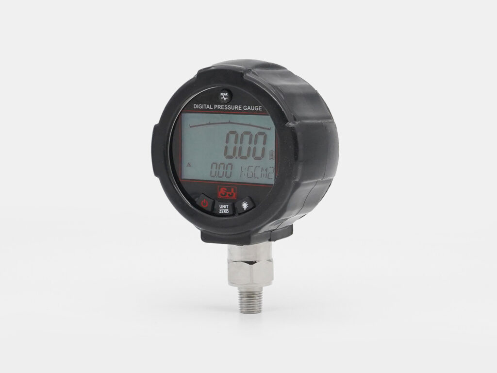 Durable gauge with rubber boot for shock resistance