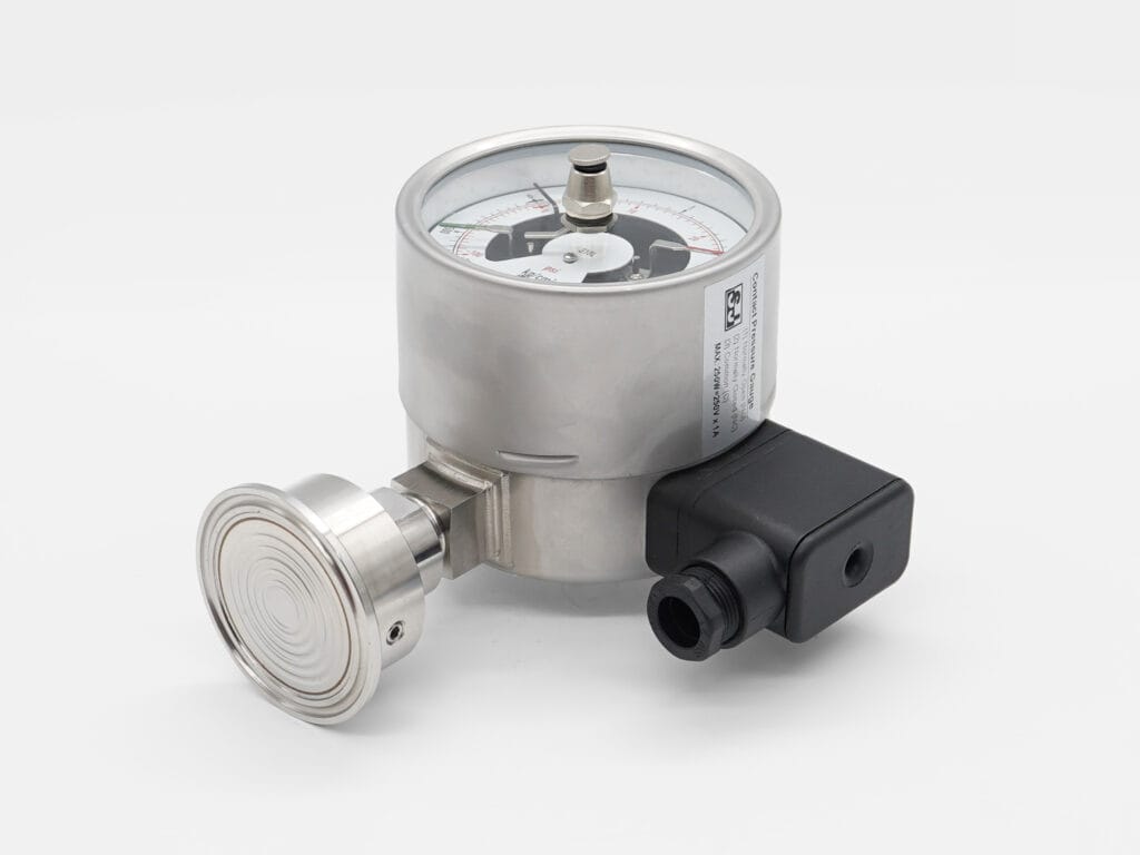 Euro switch contact pressure gauge with tri-clamp diaphragm seal