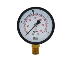 PRI general industrial pressure gauge with black steel case – front view