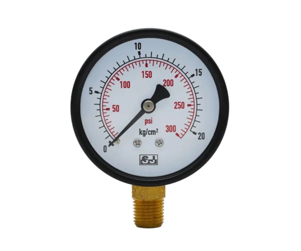 PRI general industrial pressure gauge with black steel case – front view