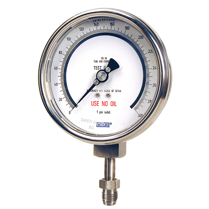 WIKA 332.54-UHP Stainless steel Bourdon tube test pressure gauge, UHP version